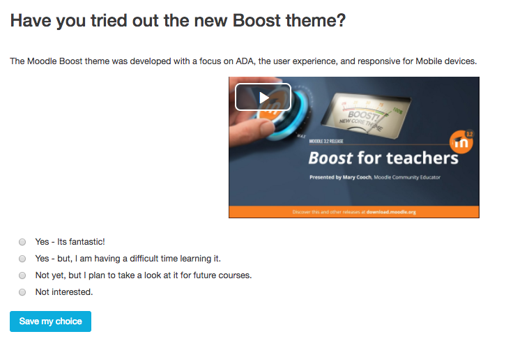 Choice activity link to choice on boost