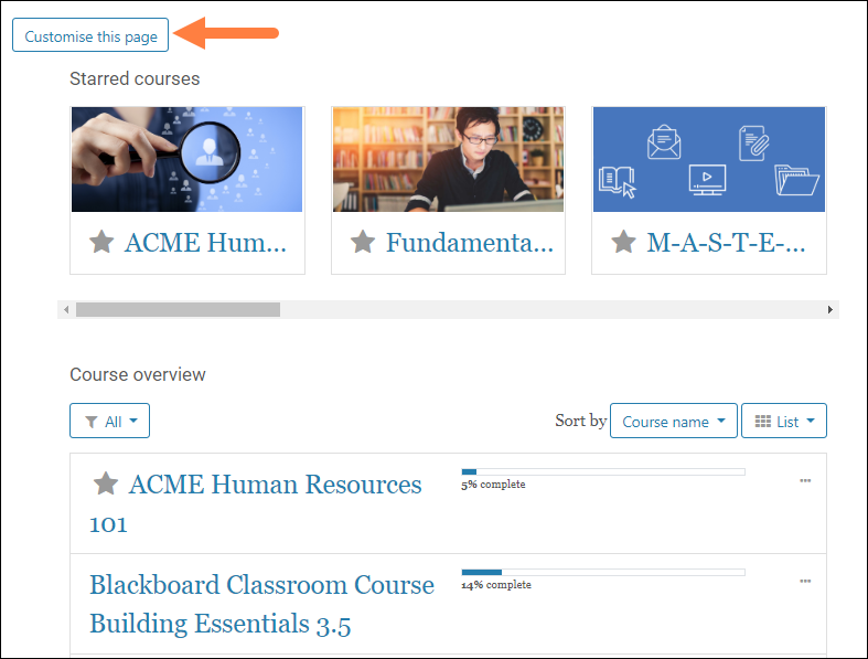 Dashboard interface