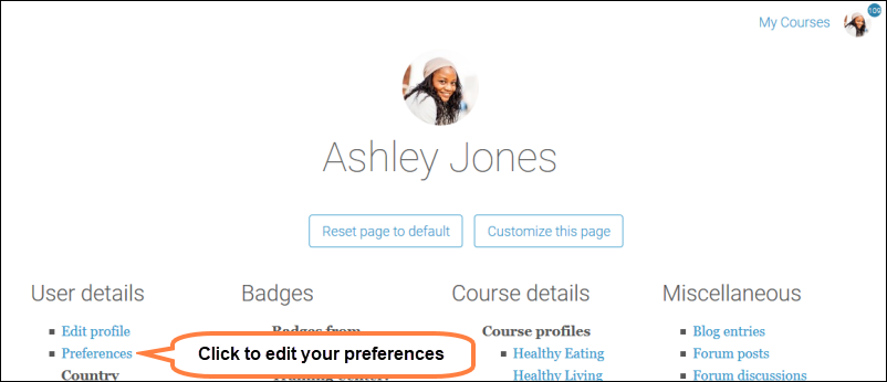 Select the Preferences link to edit your forum preferences