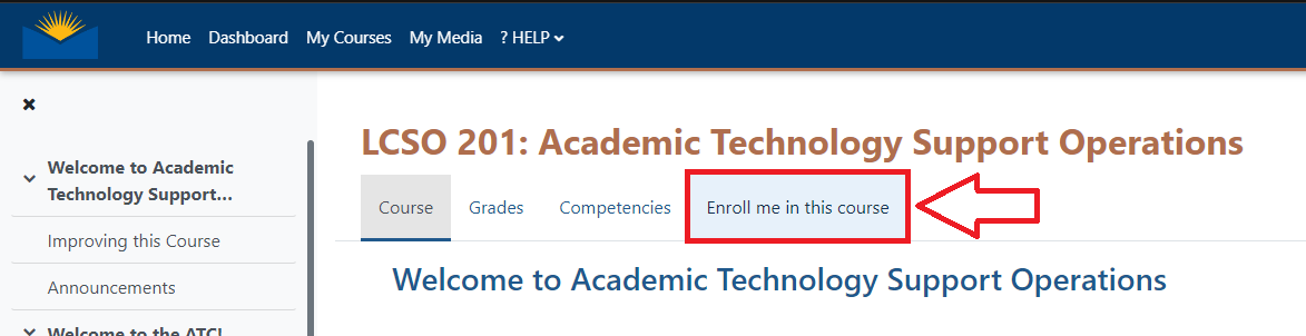self enrollment button highlighted with arrow