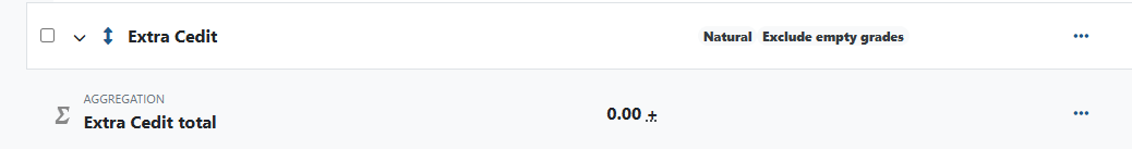 Empty extra credit category with extra credit setting applied.