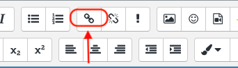 An image of the link icon in the toolbar above the activity description box.