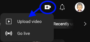 An image showing the location of the upload icon within the YouTube browser.