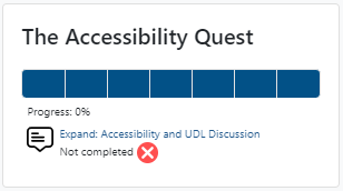 Accessibility quest block showing a required activity as not yet completed.